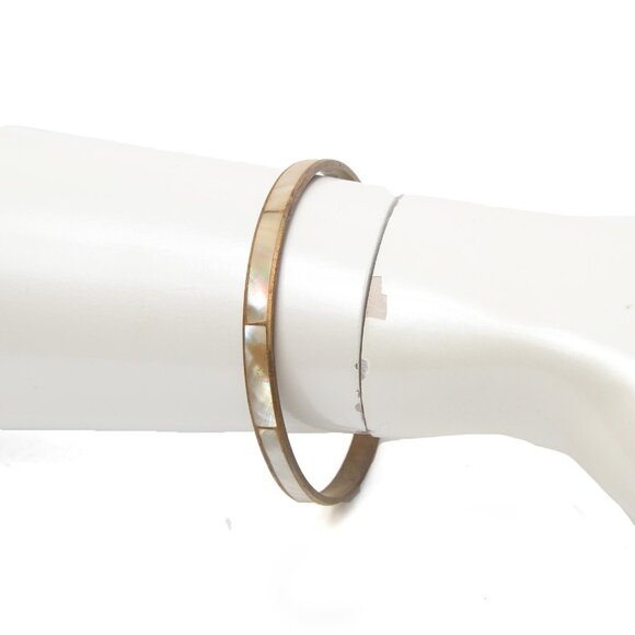 Vintage Bangle Bracelets Brass Mother of Pearl Shell Copper Twist Metal Casual - Picture 9 of 11